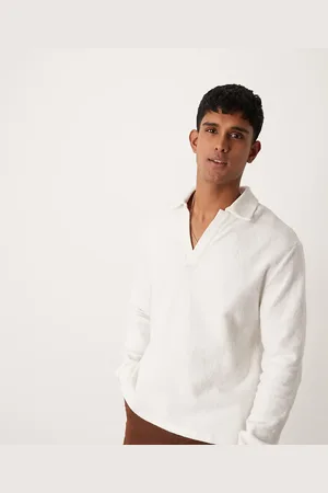 Calvin Klein Cosy longsleeve polo top in off