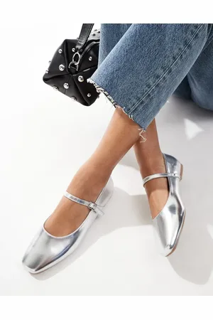 SEQWL Buckle strap ballet flats in silver