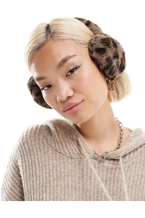 COLLUSION Womens fluffy earmuffs in leopard print