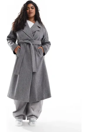 Yours Wool maxi coat in herringbone