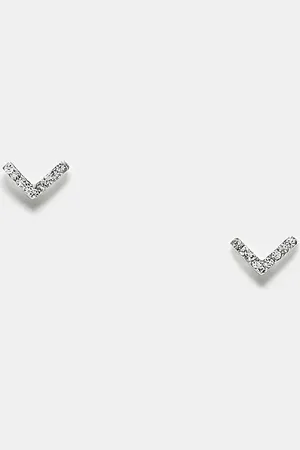 Kingsley Ryan Crystal v shape stud earrings in sterling