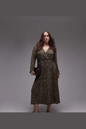 MANGO Curve leopard print midi dress in