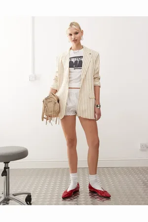 Lioness Pinstripe blazer in cream stripe