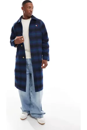Tommy Hilfiger Long wool coat in navy check
