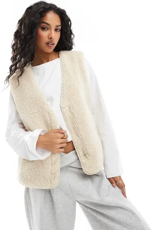 Object Teddy fleece sleeveless jacket in cream