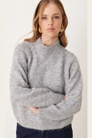 JDY High neck textured knitted jumper in light melange
