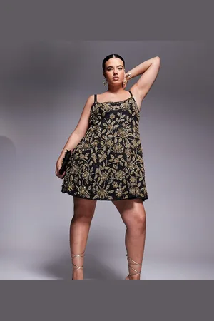 ASOS Curve floral embellished cage skirt mini dress in