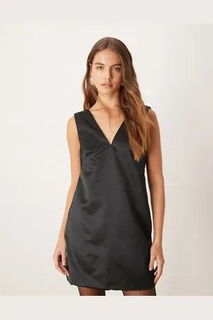 Abercrombie & Fitch Satin shift dress with low bow back in