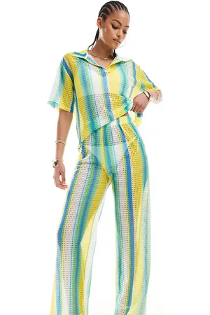 Extro & Vert Tall Striped crochet trouser co-ord in stripe