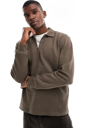 Only & Sons Long sleeve 1/4 zip polo top in