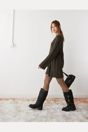 Weekday Fiona chunky rib knited mini dress in dark melange exclusive to ASOS