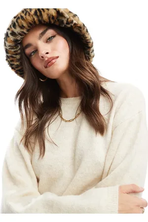 ASOS Faux fur bucket hat in leopard design