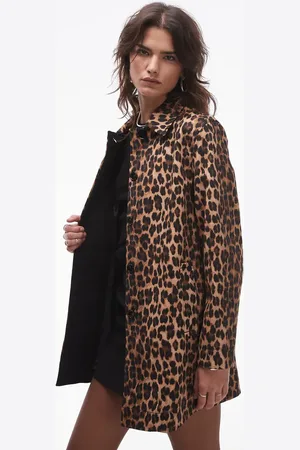 MANGO Oversized leopard print coat in