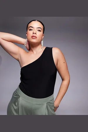 ASOS ASOS DESIGN Curve double layer slinky one shoulder bodysuit
