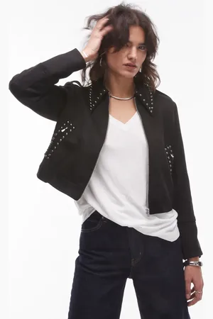 MANGO Studded collar western jacket in