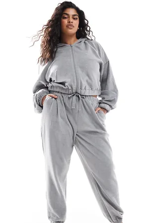 ASOS ASOS DESIGN Curve lounge mix & match fleece jogger in light