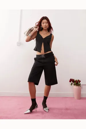 Lioness 90s low waisted buckle detail tailored jort co-ord in