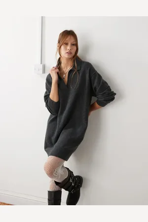 Weekday Tahlia polo collar knitted mini dress in melange exclusive to ASOS