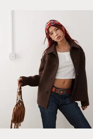 Monki Textured jacket with collar in