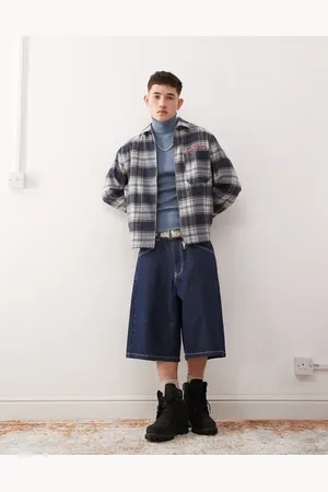 COLLUSION Boxy shacket with embroidery detail in brushed check