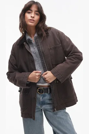 MANGO Parka with cord collar in dark