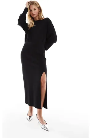 & OTHER STORIES & long sleeve knitted midaxi dress with side split in