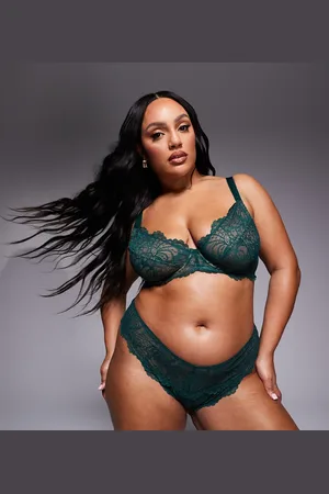 ASOS ASOS DESIGN Curve Sienna lace high waist brazilian brief in forest