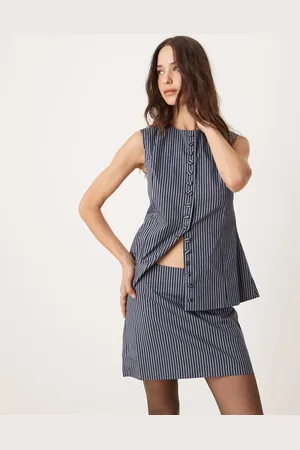 Glamorous Low rise mini skirt in dark stripe co-ord