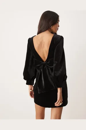 Forever New Velvet bow back mini dress in