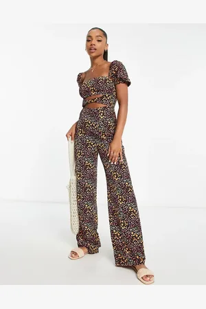 The Frolic Exclusive square neck tea jumpsuit in ditsy floral