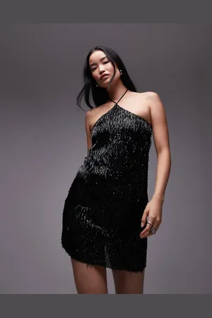 Topshop Needle sequin halter mini dress