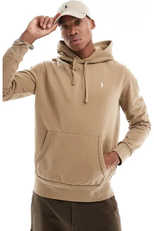 Ralph Lauren Icon logo loopback terry hoodie in khaki tan