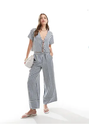 ASOS Pull on poplin trousers co-ord in blue stripe