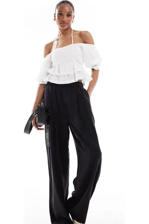 ASOS ASOS DESIGN Tall premium casual pull on trousers with pleat detail in washed