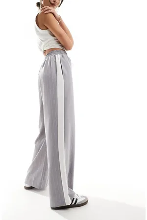 ASOS Pull on trousers with contrast panel in grey stripe