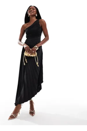 Ax Paris One shoulder pleated midi dress in