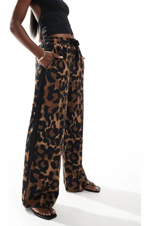 ASOS Pull on trousers with contrast panel in leopard print