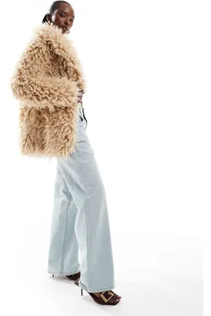 Forever New Faux fur coat in beige