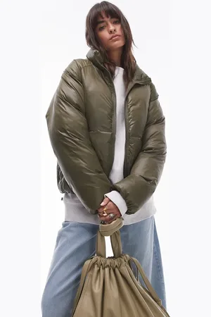 Topshop Puffer bomber jacket in mossy