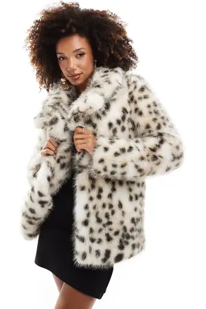 Forever New Faux fur coat in animal