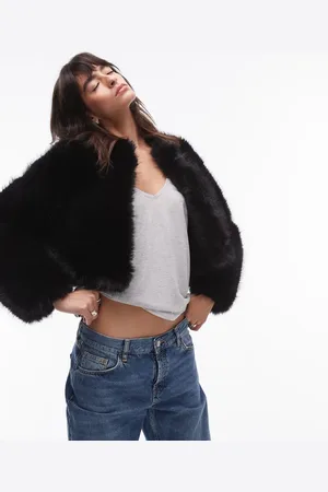 MANGO Cropped faux fur jacket in