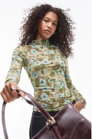 & OTHER STORIES & stretch mesh long sleeve top blurred floral print