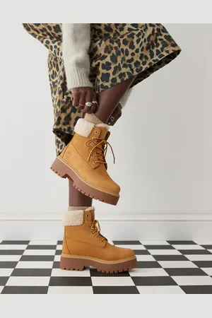 Timberland Stone Street 6 inch elevated lined boots in wheat nubuck