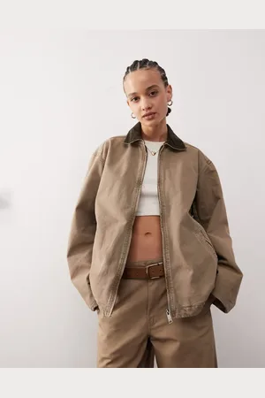 Weekday Belle washed canvas barn jacket in mole