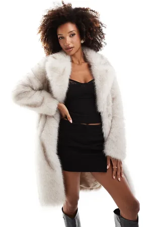 Forever New Oversized faux fur coat in cream