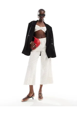 ASOS Cropped pull on poplin trousers co-ord in spot
