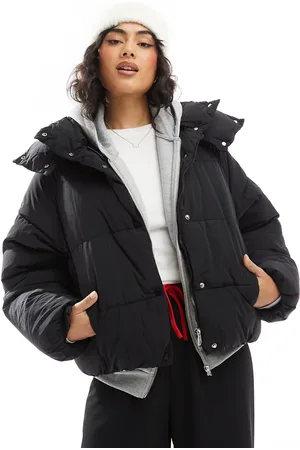 Bershka Puffer jacket with hood in