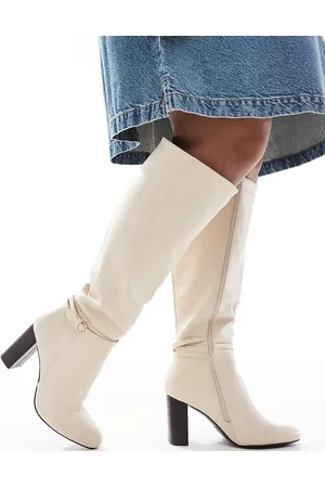 Yours Knee high heeled boots in off