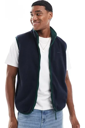 GANT Fleece zip up gilet with logo in