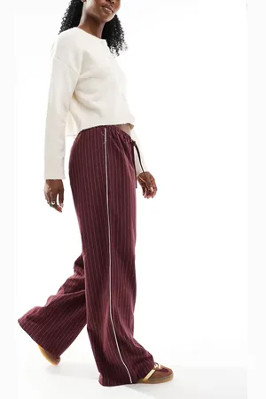 ASOS ASOS DEISGN tailored side stripe pull on jogger in burgundy pinstripe